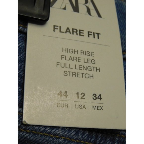 NWT Zara Size 12 Womens Flare Leg Blue Jeans #X-3-22 - Picture 8 of 13